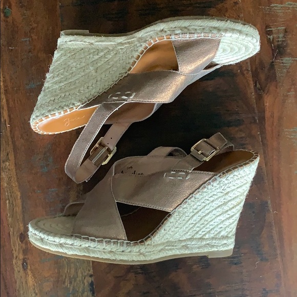 Joie Shoes - {Joie} espadrille wedged bronze sheen GUC!